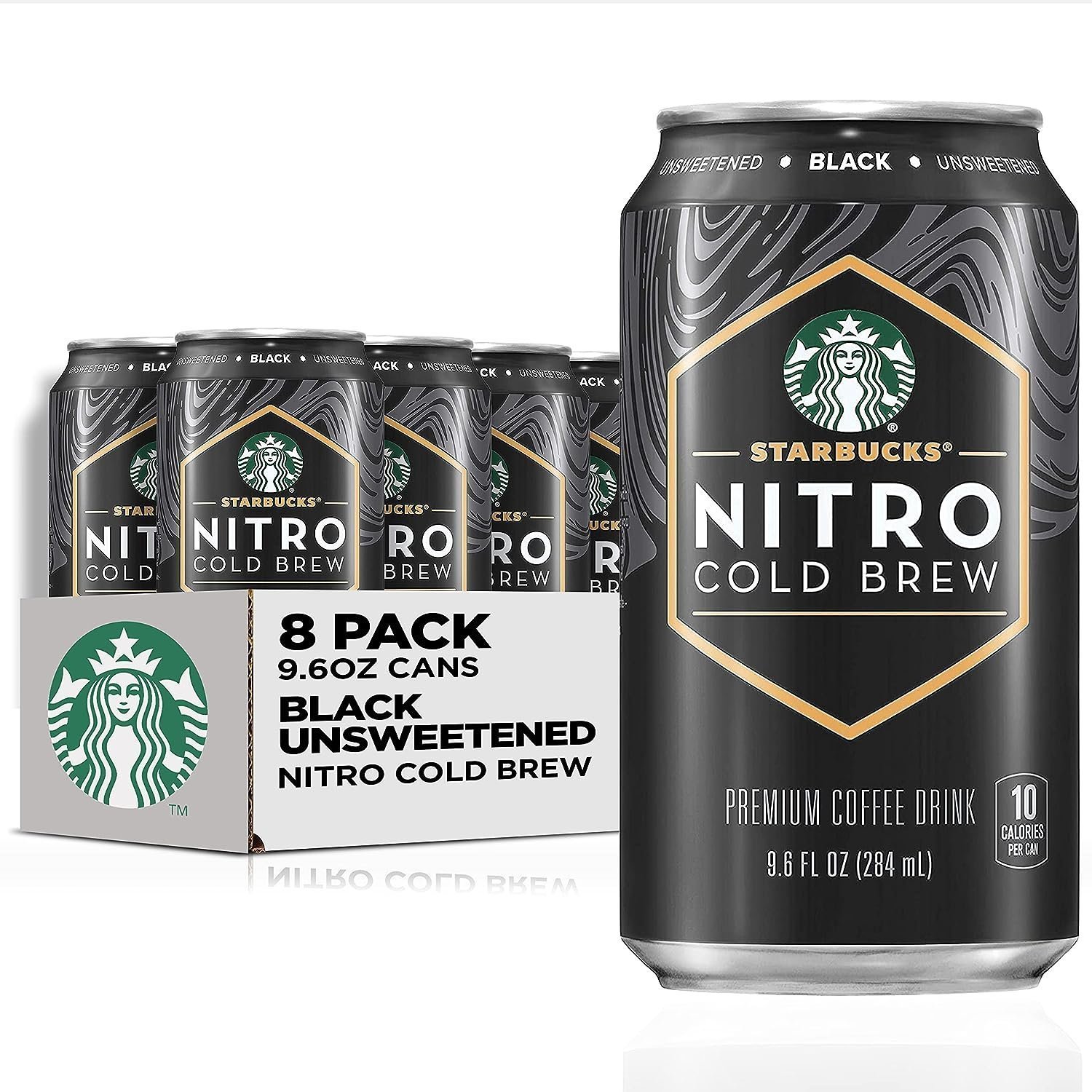 スターバックス ナイトロ コールドブリュー、ブラック 無糖、9.6 液量オンス缶 (8 パック) (パッケージは異なる場合があります)