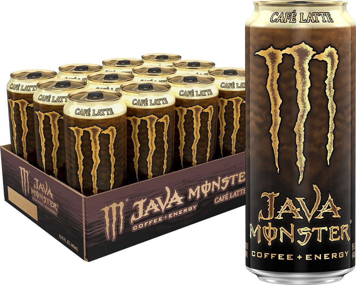 Java Monster Caf Latte, Coffee + Energy Drink, 15 Ounce (Pack of 12)