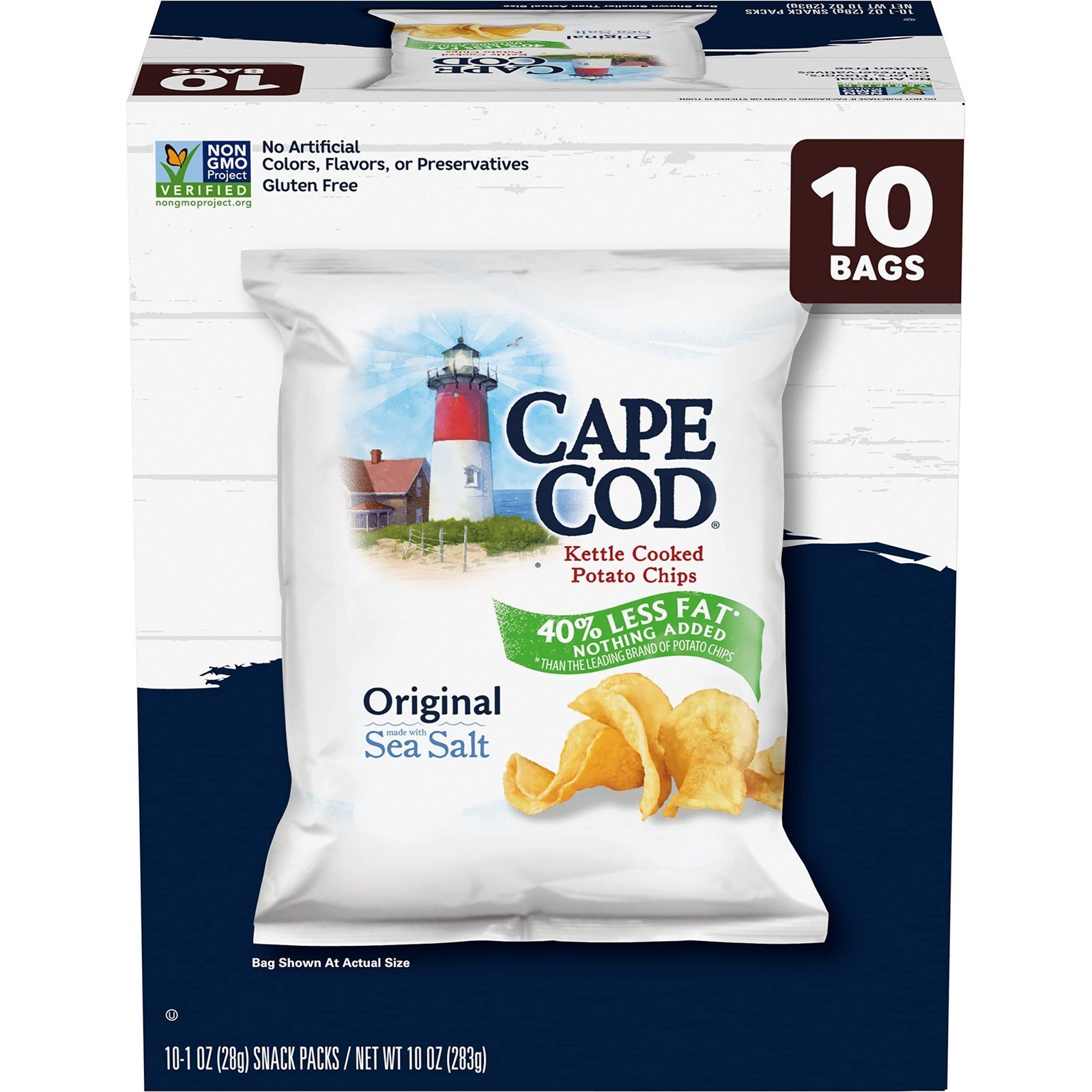 Cape Cod Potato Chips Original Less Fat, 1 Oz, 10 Ct